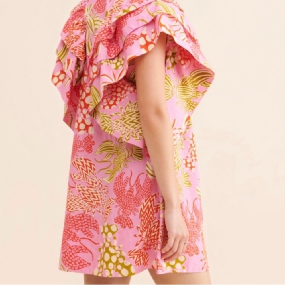 FARM RIO MIXED LOBSTERS RUFFLE MINI DRESS - Picture 3 of 16